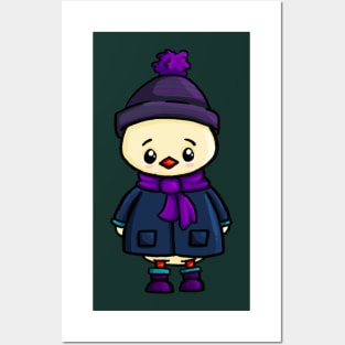 Winter-loving Ducky in his Scarf and Hat Posters and Art